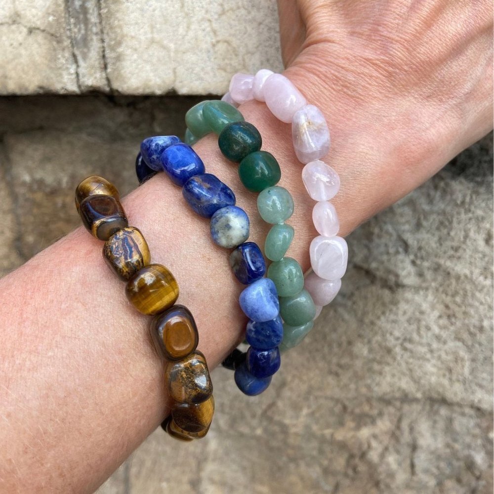 Rose Quartz Chakra Boho Stretch Bracelet, The Stone of Love, Anniversary Gift Id - Picture 4 of 9